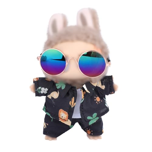 BOXOB 4st Kleidung für Puppen 17cm, Kawaii Puppen Outfits Süße Kleidung Stylischer Strandanzug T-Shirt Brille und Shorts Als Ersatz für Puppenzubehör von BOXOB