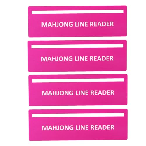 BOXOB 4stk Mahjong-Linienleser, 15,5 x 5 cm Helle Mahjong-Regelhilfe Kartenlinienführer Finder für Anfänger Mütter und Spielerinnen (Leuchtendes Pink) von BOXOB