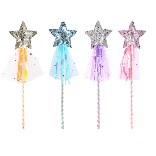BOXOB 4stk Prinzessinnen-Zauberstäbe für Kinder, Glitzerstern Feen-Zauberstab für Kleine Mädchen Zart Zauberstab zum Anziehen Prinzessinnen-Kostüm Rollenspiel Partygeschenke Geburtstage (4 Farben) BOXOB 4stk Prinzessinnen-Zauberstäbe für Kinder, Glitzerstern Feen-Zauberstab für Kleine Mädchen Zart Zauberstab zum Anziehen Prinzessinnen-Kostüm Rollenspiel Partygeschenke Geburtstage (4 Farben) von BOXOB