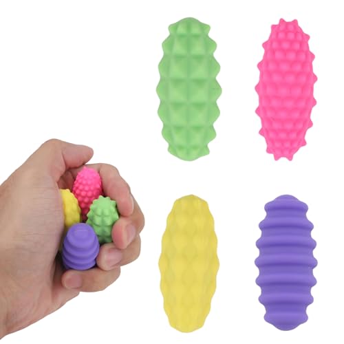 BOXOB 4stk Sensorische Magnetbälle, 4 Farben Silikon Zappelbälle Beruhigend Sensorische Texturen Rollenspielzeug für Kinder und Erwachsene von BOXOB