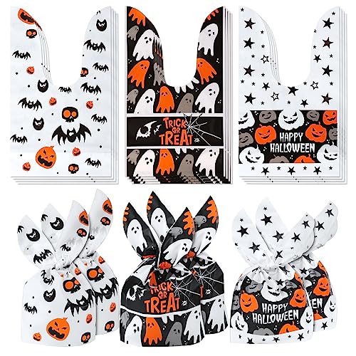 50St Halloween Süßigkeiten Tüte , Niedliche Kunststoff Hasenohren Süßigkeitstüten Süßes Oder Saures Halloween Tüten für Kekse, Süßigkeiten, Snacks, Leckereien (Stil 2) von BOXOB