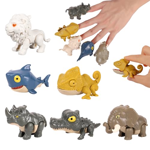 BOXOB 6 Stück Tiermodell Finger, Finger Beißendes Tier Kunststoff Neuartige Finger Spielzeug Tierfinger Handpuppe Tierische Fingerspielzeuge für Jungen Kinder Geburtstag Party Urlaub von BOXOB