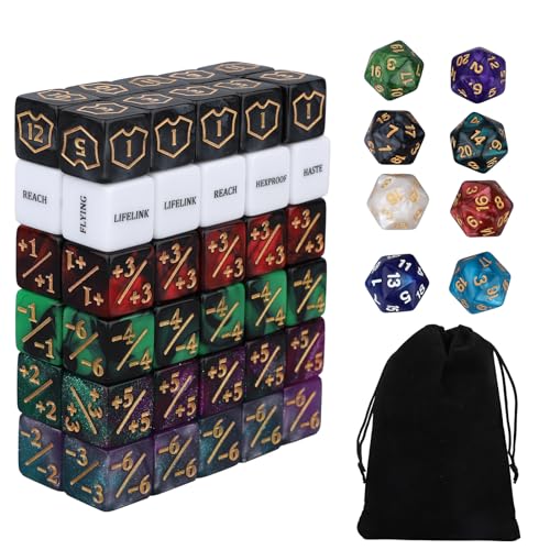 BOXOB 68stk MTG-Würfelzähler-Set, Schlüsselwörter Leben +1/+1 Zähler Commander Buff Tokens mit D6- und D20-Würfeln MTG TCG- und Kartenspiel-Zubehör BOXOB 68stk MTG-Würfelzähler-Set, Schlüsselwörter Leben +1/+1 Zähler Commander Buff Tokens mit D6- und D20-Würfeln MTG TCG- und Kartenspiel-Zubehör von BOXOB