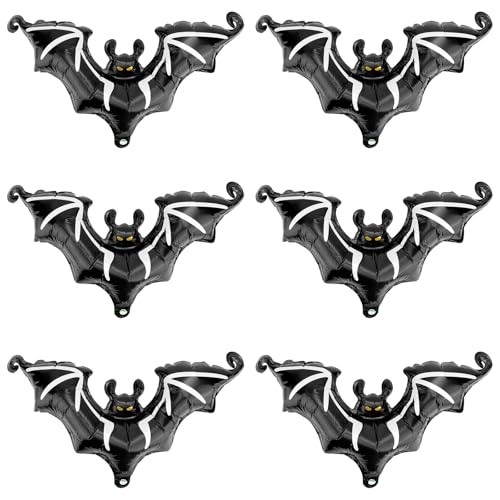 BOXOB 6st Schwarze Fledermaus Luftballons, Riesige Gruselige Halloween Partyballons Deko Ballons für Zuhause Party Babyparty Feiertagsbedarf Foto Requisiten von BOXOB
