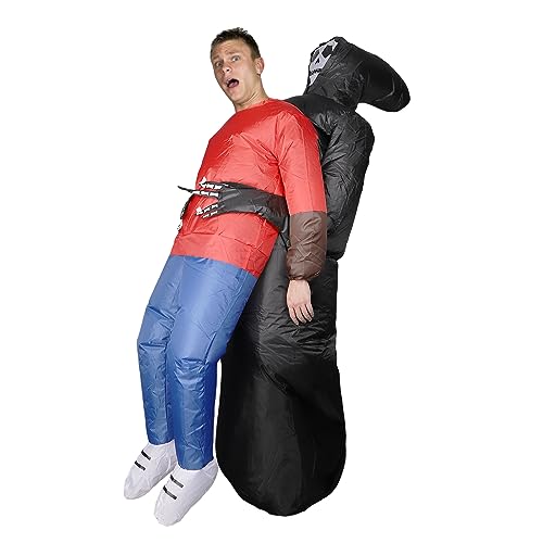 BOXOB Aufblasbares Kostüm Halloween, Sensenmann Kostüm Aufblasbares Kostüm für Erwachsene Lustiges Aufblasbares Kostüm für Unisex-Erwachsene 150-190 cm Halloween-Party von BOXOB