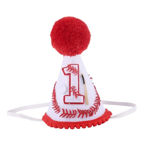 BOXOB Baseball 1 Geburtstags Hut, Baseball Eins Jahres Dekoration Rookie des Jahres Spitzhut für Sport Partys Mottoparty Zubehör Cake Smash (Stil 2) von BOXOB