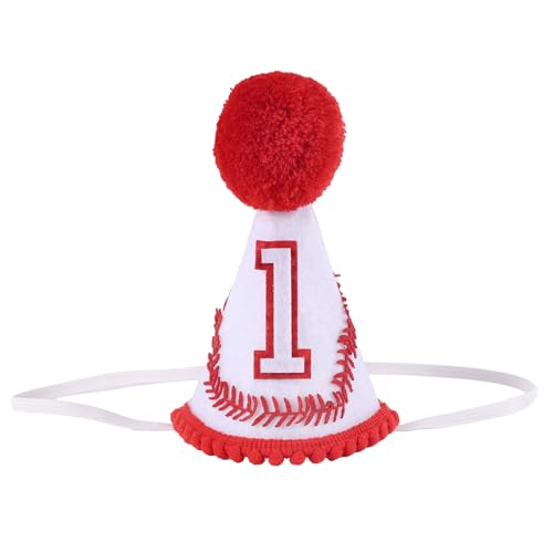 BOXOB Baseball 1 Geburtstags Hut, Baseball Eins Jahres Dekoration Spitzhut für Sport Partys Mottoparty Zubehör Cake Smash (Stil 1) von BOXOB