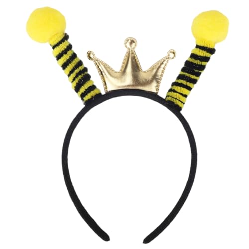 BOXOB Bienen-Stirnband mit Krone, Leuchtend Bienen-Fühler-Stirnband Hummelkostüm-Zubehör für Kinder Erwachsene Damen Halloween-Party-Kopfschmuck Foto-Requisiten Verkleidung von BOXOB