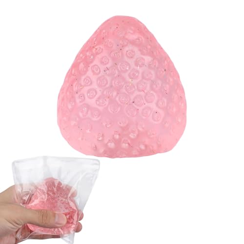 BOXOB Erdbeer-Quetschspielzeug, 6,5 x 6,2 cm Groß Weich Süß Erdbeer Neuheit Quetschspielzeug Lustiges Schreibtischzubehör und Geschenk für Erwachsene und Kinder (Transparent) von BOXOB