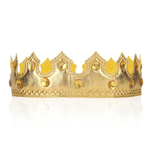 BOXOB Gold Königskrone, Geburtstagskönigskronen mit Edelsteinen Königlicher Prinz Prinzessinnenkronenhut für Kinder Jungen und Mädchen Geburtstagsfeier Halloween Kostümzubehör von BOXOB
