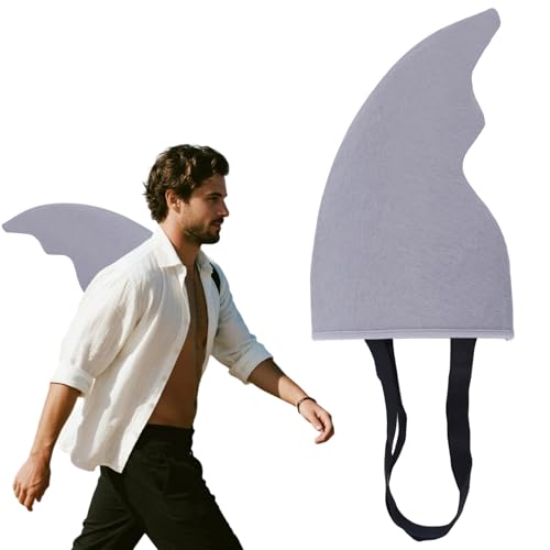 BOXOB Haifischflossen-Kostüm, Verstellbar Tragbar Haifischflossen-Zubehör für Kinder und Erwachsene Grau Kostüm-Requisiten für Cosplay Halloween Strandspiele Party Unter dem Meer Thema von BOXOB