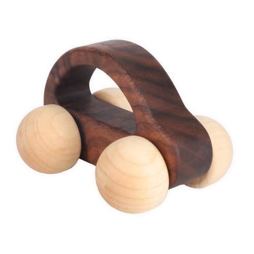 BOXOB Holzspielzeug Autos, Fahrzeug Spielzeug zur Förderung der Feinmotorik Holz Baby Schubauto für Kleinkinder Baby Junge Mädchen Geburtstag Kinderzimmer Deko Geschenk (Farbe 3) von BOXOB