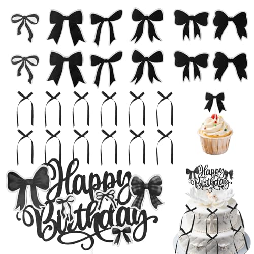 BOXOB Kuchendekoration mit Schleife, Einschließlich Happy Birthday-Schildaufsatz 12 Schleifen-Kuchenaufsätzen und 6 Schleifenbändern für Hochzeiten Jubiläen und Babypartys BOXOB Kuchendekoration mit Schleife, Einschließlich Happy Birthday-Schildaufsatz 12 Schleifen-Kuchenaufsätzen und 6 Schleifenbändern für Hochzeiten Jubiläen und Babypartys von BOXOB