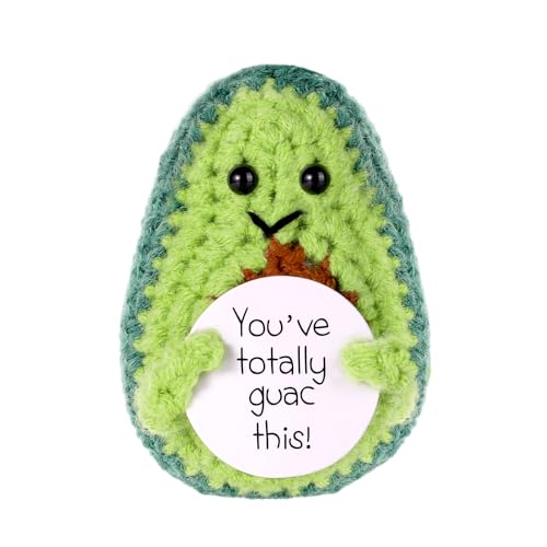 BOXOB Lustige Positive Avocado, 8cm Gestricktes Avocado Spielzeug mit Positiver Affirmation Gehäkelte Avocado Puppe Positive Gehäkelte Plüschtiere Ermutigendes Geschenk für Feiertag Dekoration von BOXOB