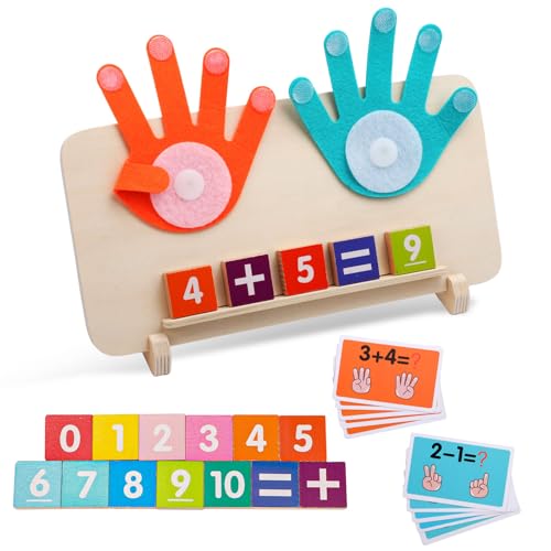 BOXOB Mathe-Spielzeug für 3–5-Jährige Kinder, Pädagogisches Spielzeug Zählblöcke zum Animieren von Mathematik Montessori-Spielzeug Mathe-Spielzeug zum Fingerzählen für den Kindergarten von BOXOB