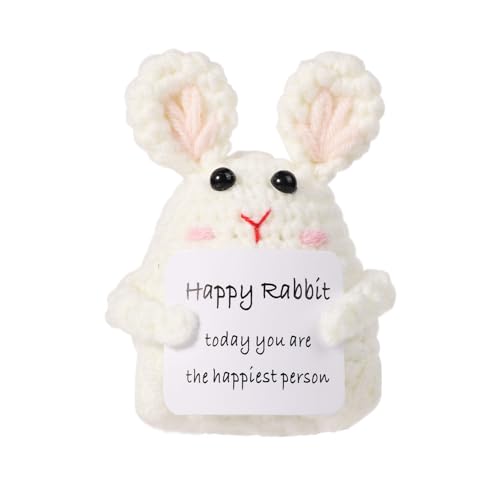 BOXOB Positiver Hase Gehäkelt, 8 cm Gestricktes Kaninchen Puppenspielzeug Lustige Positive Kartoffel mit Ermutigungskarte Kleine Positive Lebenspuppe Ostergeschenk für Partyzubehör, Geburtstags von BOXOB