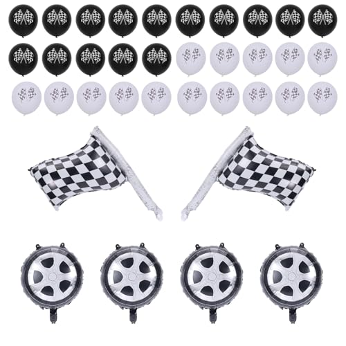 BOXOB Rennwagen Geburtstag Ballon Set, Schwarz-Weiß Schachbrett Ballon Rennwagen Geburtstag Party Dekorationen für Jungen Mädchen Renn-Themen Party Zubehör BOXOB Rennwagen Geburtstag Ballon Set, Schwarz-Weiß Schachbrett Ballon Rennwagen Geburtstag Party Dekorationen für Jungen Mädchen Renn-Themen Party Zubehör von BOXOB