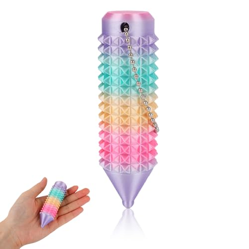 BOXOB Schmerz Zappelspielzeug, Tragbarer Stacheliger Grippie Stim Schlüsselanhänger Sensorisches Spielzeug für Erwachsene Angstlinderung Originelle Geschenke (Regenbogenfarben) von BOXOB