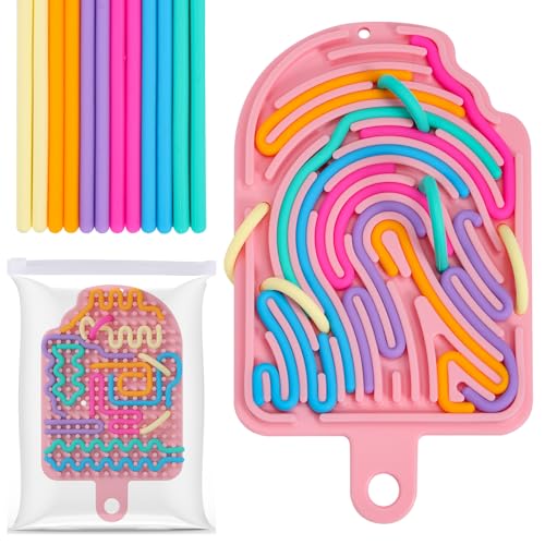 BOXOB Sensorik Activity Board mit 12 Streifen, Silikon Weich Sensorisches Zappelspielzeug in Süßer Eiscremeform Beruhigungsspielzeug zum Entspannen für Kinder und Erwachsene (Pink) von BOXOB