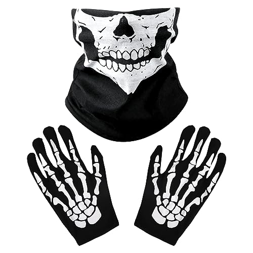 BOXOB Skeletthandschuhe und Totenkopf Gesichtsmaske, Weiße Skeletthandschuhe Halloween Schädelmaske Atmungsaktiv Totenkopf Gesichtsbedeckung für Erwachsene Halloween Party Tanzkostüm BOXOB Skeletthandschuhe und Totenkopf Gesichtsmaske, Weiße Skeletthandschuhe Halloween Schädelmaske Atmungsaktiv Totenkopf Gesichtsbedeckung für Erwachsene Halloween Party Tanzkostüm von BOXOB