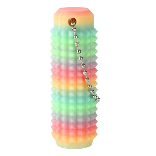 BOXOB Stacheliger Pain Fidget Schlüsselanhänger, Leuchtend Angstlinderndes Fidget Spielzeug Grippie Stim Schlüsselanhänger Sensorisches Angstlinderndes Spielzeug für Erwachsene (Regenbogen) von BOXOB