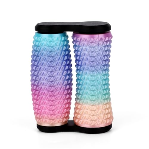 BOXOB Stacheliges Griff Fidget Spielzeug, 3D Gedruckter Sensorischer Roller Lautloser Fidget Spinner Anti-Stress Stim Werkzeug für Erwachsene Geschenke bei Angst Fokus (Regenbogenfarben) von BOXOB