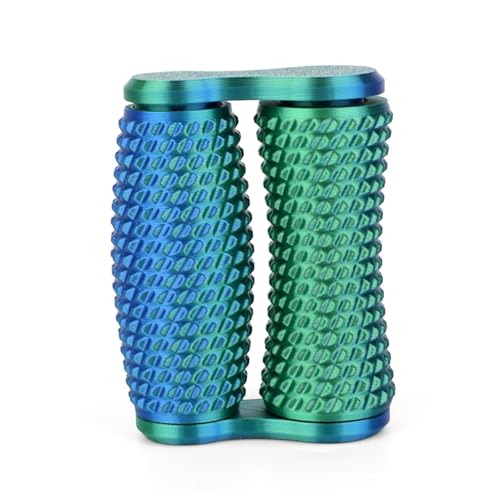 BOXOB Stacheliges Griff Fidget Spielzeug, 3D Gedrucktes Handgerät Sensorisches Werkzeug Anti-Stress Doppelrolle Leiser Fidget Spinner für Erwachsene Angst Fokus & Handmassage Geschenk (Grün Blau) von BOXOB