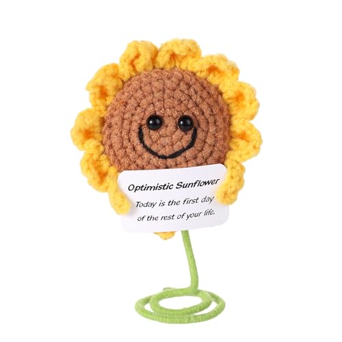 BOXOB Strick Positive Sonnenblume, Emotionale Unterstützung Optimistische Sonnenblume Lustiges Positives Geschenk Aufmunterung Geschenke für Freunde Familie Geburtstag Neujahr Ermutigungsgeschenk von BOXOB