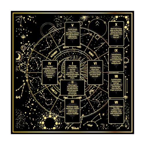 BOXOB Tarot Tischdecke, 63x63 cm Quadratisch Flanell Sterntotem Altar Pendelmatte Heiliges Wahrsagetuch zum Kartenlegen Hexerei Magie spirituelle Rituale Zubehör von BOXOB