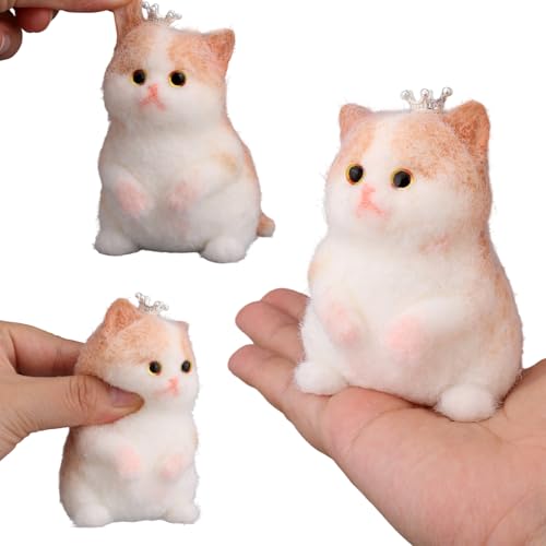 BOXOB Weiches Katzen Quetsch Spielzeug mit Plüschbällen für Kinder und Erwachsene, Taba Squishy Süße Kronenkatze Quetsch Spielzeug Antistress Kawaii Sensorik Geschenk für Entspannung und Spaß von BOXOB