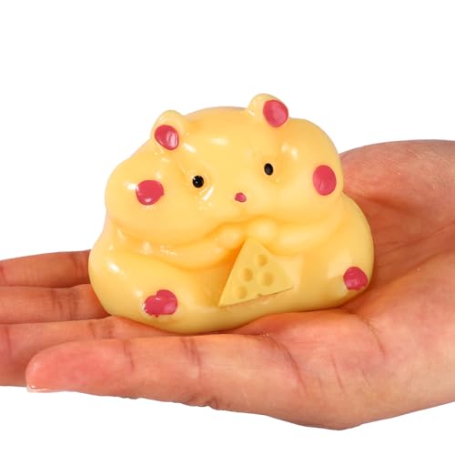 BOXOB Weiches Knautsch-Hamster-Spielzeug, Fidget-Squeeze-Spielzeug mit Plüschball Niedlich Kleine Hamster-Partygeschenke für Kinder Erwachsene Stressabbau-Geschenk (Gelb) von BOXOB