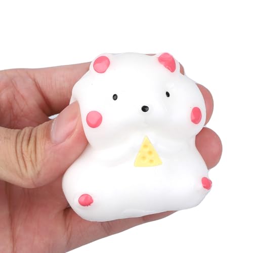 BOXOB Weiches Knautsch-Hamster-Spielzeug, Fidget-Squeeze-Spielzeug mit Plüschball Niedlich Kleine Hamster-Partygeschenke für Kinder Erwachsene Stressabbau-Geschenk (Weiß) von BOXOB