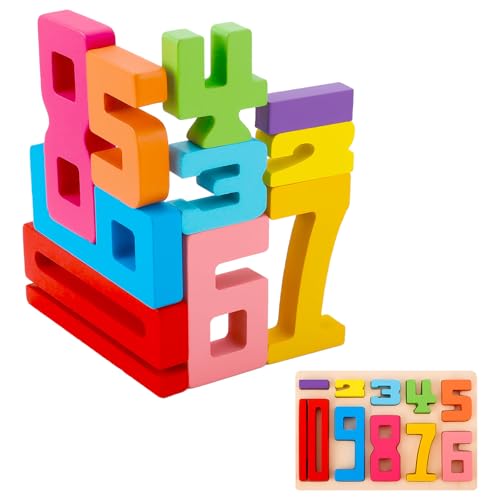 Zahlenblöcke Kinder aus Holz, Montessori-Spielzeug 1-10 Stapelbausteine Holz Sensorische Ziffernblöcke Puzzlespiel Balance Wettkampfspielzeug für Kinder ab 3 Jahren Lernspielzeug Geschenke Zahlenblöcke Kinder aus Holz, Montessori-Spielzeug 1-10 Stapelbausteine Holz Sensorische Ziffernblöcke Puzzlespiel Balance Wettkampfspielzeug für Kinder ab 3 Jahren Lernspielzeug Geschenke von BOXOB