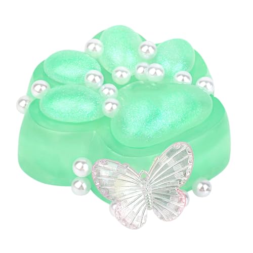 Katzenpfoten-Quetschspielzeug, Süße Weiche Taba-Quetschpfote Quetschspielzeug mit EIS Durch Glitzer Zappel-Squishies für Erwachsene, Kinder, Teenager, Schule, Büro (Grün) von BOXOB