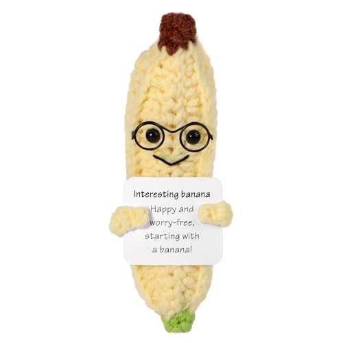 Lustige Positive Banane, 13cm Kreative Süße Gestrickte Bananenpuppe mit Inspirierender Karte Glücksgeschenk Interessantes Bananenhäkeln für Plüsch-Geburtstagsgeschenk Party-Dekoration Ermutigung Lustige Positive Banane, 13cm Kreative Süße Gestrickte Bananenpuppe mit Inspirierender Karte Glücksgeschenk Interessantes Bananenhäkeln für Plüsch-Geburtstagsgeschenk Party-Dekoration Ermutigung von BOXOB