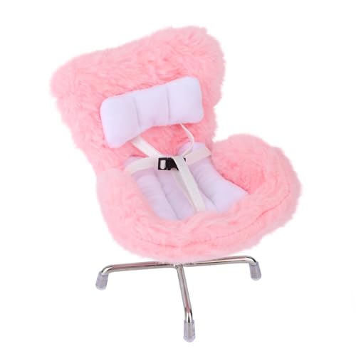 Puppenautositz mit Sitzbein, Hellrosa Weiches Pelziges Kissen Puppenautositz mit Lüftungsclip und Aromatherapie Box Süßes Ornamentzubehör für Schreibtisch und Autodisplay von BOXOB