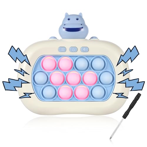 Schnelles Push-Blasenspiel mit 13 Tasten, Pop-Spiel mit Schraubendreher Handheld-Leuchte Schnelles Push-Spiel mit 4 Spielmodi für Kindergeburtstagsgeschenk Partygeschenk (Blaues Nilpferd) von BOXOB
