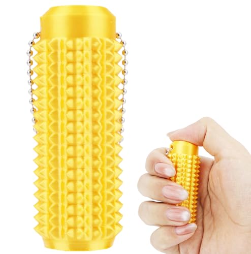 Spike Schlüsselanhänger, Tragbar Schmerzstimulations-Zappelspielzeug Stacheliger Sensorischer Zappel-Schlüsselanhänger zum Entspannen und Konzentrieren (Gold) von BOXOB