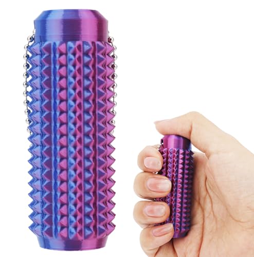 Spike Schlüsselanhänger, Tragbar Schmerzstimulations-Zappelspielzeug Stacheliger Sensorischer Zappel-Schlüsselanhänger zum Entspannen und Konzentrieren (Lila Blau) von BOXOB