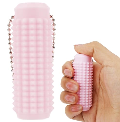 Spike Schlüsselanhänger, Tragbar Schmerzstimulations-Zappelspielzeug Stacheliger Sensorischer Zappel-Schlüsselanhänger zum Entspannen und Konzentrieren (Rosa) von BOXOB