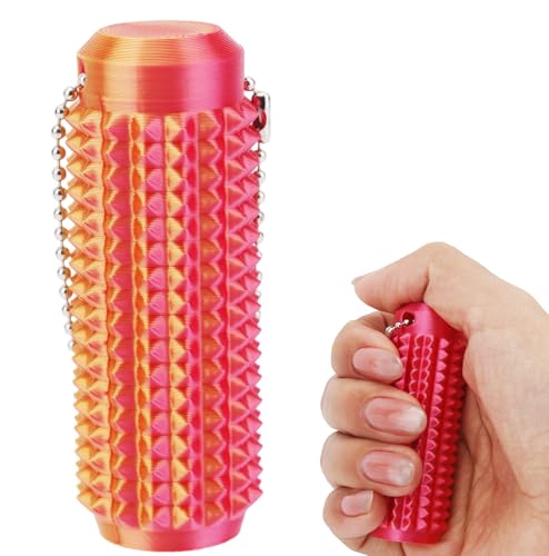 Spiky Grippie Stim Schlüsselanhänger, Fidget Schlüsselanhänger Schmerzstimulations Fidget Spielzeug Stacheliges Sensorisches Spielzeug, zur Entspannung und Konzentration (Rot-Gold) von BOXOB