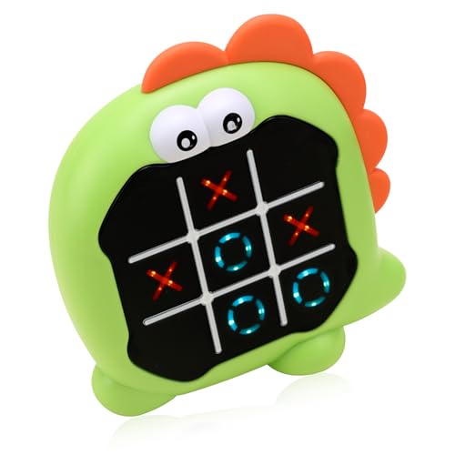 Tic Tac Toe Elektronisch, 3-in-1-Handheld-Puzzle-Spielkonsole mit Tiermotiven Brettspiel Pädagogisches Gedächtnis Zappelspielzeug Tragbare Elektronische Spiele für Kinder ab Jahren (Dinosaurier) von BOXOB
