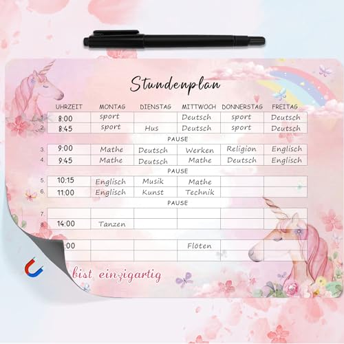 BOYATONG Einhorn Stundenplan Abwischbar, Stundenplan Magnetisch, Einschulung Mädchen Geschenk, Schulanfang Mädchen Schultüte Füllung Mädchen, Inhalt Schultüte Mädchen BOYATONG Einhorn Stundenplan Abwischbar, Stundenplan Magnetisch, Einschulung Mädchen Geschenk, Schulanfang Mädchen Schultüte Füllung Mädchen, Inhalt Schultüte Mädchen von BOYATONG