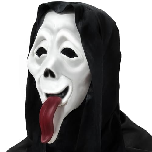 BOYATONG Halloween Ghostface Maske, Scream Maske Ghostface Kostüm Halloween Kostüm Gruselig Zubehör, für Haloween Fasching Karneval Party BOYATONG Halloween Ghostface Maske, Scream Maske Ghostface Kostüm Halloween Kostüm Gruselig Zubehör, für Haloween Fasching Karneval Party von BOYATONG