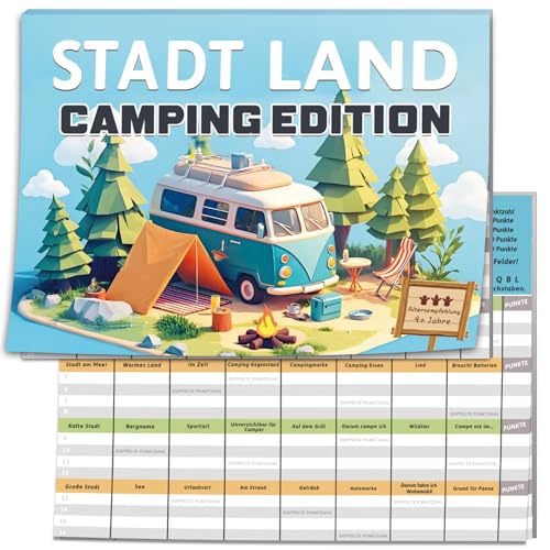 Stadt Land Kartenspiel Camping Edition, Geschenke für Camper Männer Frauen, Wohnmobil Gadgets, Camping Spiele Zubehör 2025, ab 9 Jahren, 50 Blatt Din-A4 Stadt Land Kartenspiel Camping Edition, Geschenke für Camper Männer Frauen, Wohnmobil Gadgets, Camping Spiele Zubehör 2025, ab 9 Jahren, 50 Blatt Din-A4 von BOYATONG