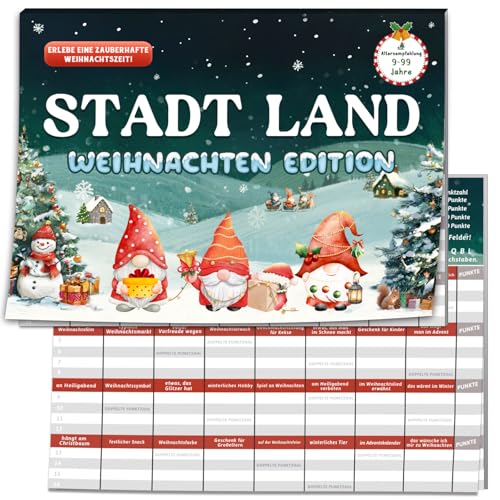 Stadt Land Christmas Spiel, Kleinigkeiten für Adventskalender Teenager Junge Mädchen Erwachsene Frauen Männer, Familienspiele Kartenspiel, Weihnachten Wichtel Nikolaus Geschenke Kinder Ab 9 Jahre Stadt Land Christmas Spiel, Kleinigkeiten für Adventskalender Teenager Junge Mädchen Erwachsene Frauen Männer, Familienspiele Kartenspiel, Weihnachten Wichtel Nikolaus Geschenke Kinder Ab 9 Jahre von BOYATONG