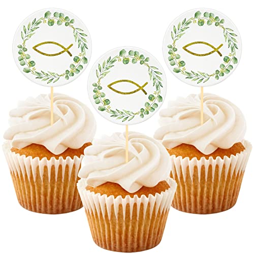 Cake Topper Taufe, 25 Stück Fisch Cupcake Deko, Tortendeko Taufe Firmung Kommunion Konfirmation Geburtstag Hochzeit, Muffin Deko Taufe Junge Mädchen Geschenke Cake Topper Taufe, 25 Stück Fisch Cupcake Deko, Tortendeko Taufe Firmung Kommunion Konfirmation Geburtstag Hochzeit, Muffin Deko Taufe Junge Mädchen Geschenke von BOYATONG