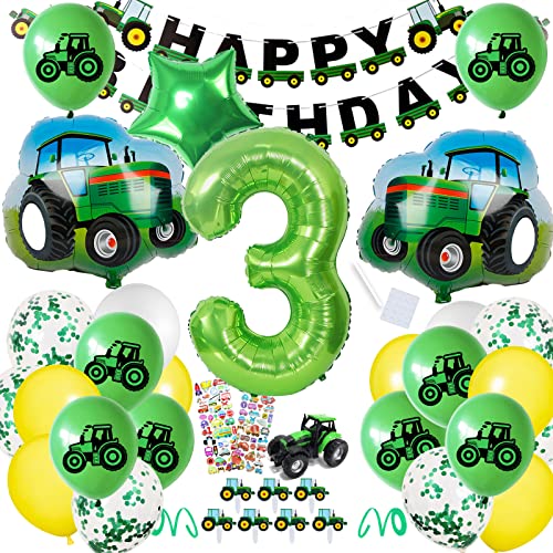 Geburtstagsdeko 3 jahre Junge,Traktor Geburtstag Deko, Luftballon Traktor Deko kindergeburtstag, Folienballon Traktor für Geburtstagdeko Babyshower Jungen von BOYATONG