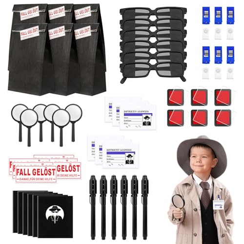 48 Stück Detektiv Set Kinder Detektiv Geburtstag Mitgebsel mit UV Stift, Notizbuch, Detektivausweis, Lupen, Stempelkissen Detektive Spielzeug Kindergeburtstag Gastgeschenke für Jungen Mädchen von BOYIFEIJIE