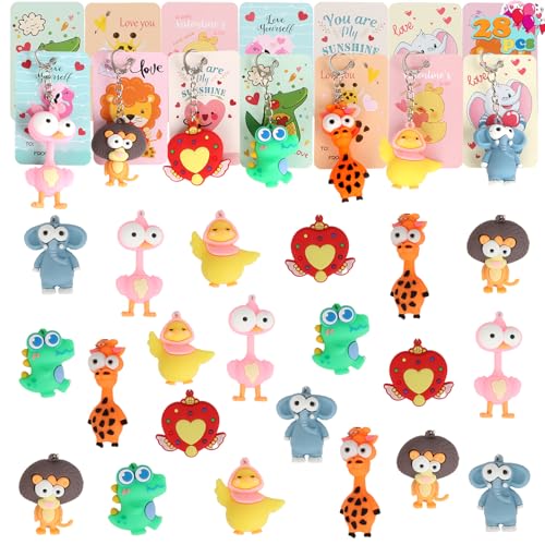Valentinstagsgeschenke für Kinder mit Tier-Schlüsselanhängern, 7 Designs Valentinstagskarten für Kinder, Schule, Valentinstagskorb, Klassenzimmer-Austausch und Spielpreise, 28 Stück Valentinstagsgeschenke für Kinder mit Tier-Schlüsselanhängern, 7 Designs Valentinstagskarten für Kinder, Schule, Valentinstagskorb, Klassenzimmer-Austausch und Spielpreise, 28 Stück von BOYIN HUES